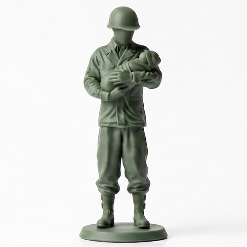 M1943 Fatherly Figure 100mm OD Green - Front View Minimalist WWII Soldier Figurine