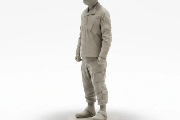 A highly detailed 55mm collectible figurine of a US Cavalry soldier in a tan OCP camouflage uniform and Stetson hat